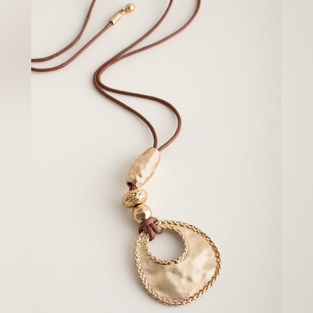 NWT Chicos Convertible Gold-Tone Rope Pendant Necklace
